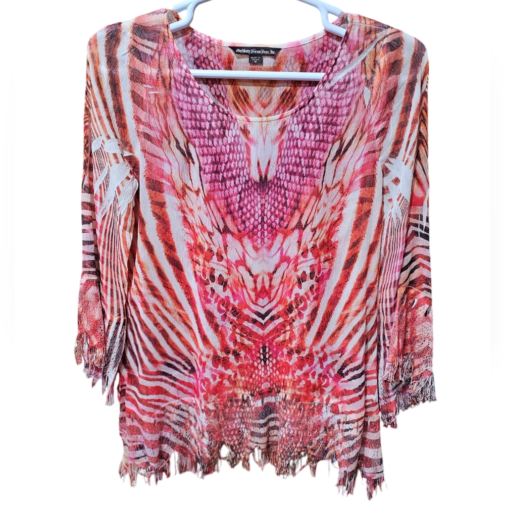 Womens Sienna‎ Rose Pink Fringe Top Size Medium